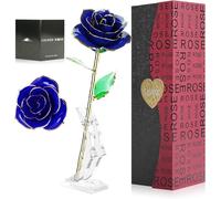 ✅Rosa Eterna Stabilizzata Placcato in Oro 24K Idea Regalo per la Mamma Rosa BLU