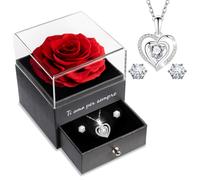 Sunia Rosa Eterna Stabilizzata, Vera Rosa Eterna Con Collana Argento 925 Donna C