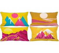 Rosa Federe Cuscini 50x80 Federe Cuscini Impermeabili da Esterno Lino Set di 4 Cushion Covers Europa settentrionale Rettangolare Fodere Divano per Soggiornoo Estate Patio Giardino Decorazione 18p-1