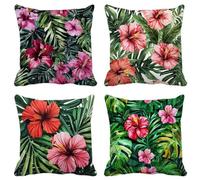 Rosa Federe Cuscini Divano 50X50 Set di 4 Europa Settentrionale Cuscini per Divano Esterno Impermeabili Lino Quadrato Cushion Covers per Estate Patio Giardino Soggiorno Decorazione Della Casa 7M-T