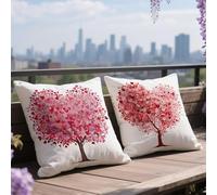 Rosa Federe Cuscini Divano 50x50cm Quadrati Lino Federa Cuscini da Esterno Impermeabili Amore Federa Cuscino Divano Copri Cuscino Letto Decorativi Cerniera Invisibile, per Esterni Salotto h-7595