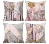 Rosa Federe Cuscini Divano 60x60 Cuscini da Esterno Morbido Set di 4 Nordico Cushion Covers per Camera da Letto Soggiorno Divano Primavera Estate Esterno Patio Giardino Panca Decorativi Regalo d9-0
