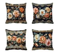 Rosa Federe Cuscini Divano 80 x 80 Set Di 4, Morbido Cuscini per Divano Fiore Modello con Cerniera Invisibile Progettare, Doppia Faccia Stampa Velluto Materiale per Decorazioni Casa, Regalo -HCW2506G1