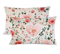 Rosa Federe Cuscini Letto 50x75 Amore Copricuscino Letto Lino Copriguanciale con Cerniera Copri Cuscino Cervicale per Dormire Copricuscini Federe Lavabili Lavatrice, per Decorazioni Natalizie G - 320