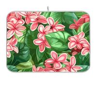 Rosa Fiore Foglie Verdi Asciugatrice Stuoia Cucina Piatto Asciugatrice Stuoia Piatto Stendibiancheria XL 18 x 24