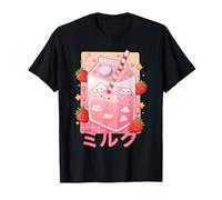 Rosa Fragola Latte 90s Anime Giapponese Cultura Manga Otaku Maglietta