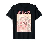 Rosa Fragola Latte 90s Anime Giapponese Cultura Manga Otaku Maglietta