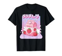 Rosa Fragola Latte 90s Anime Giapponese Cultura Manga Otaku Maglietta