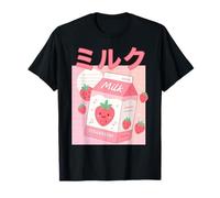 Rosa Fragola Latte 90s Anime Giapponese Cultura Manga Otaku Maglietta