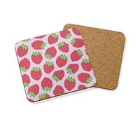 Rosa Fragola Motivo Bevande Sottobicchiere Tappetino Truciolato Set X4 - Frutta