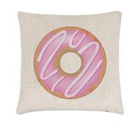 Rosa Fragola Vitreo Ciambella Lino Copricuscino - Cuscino Divertente