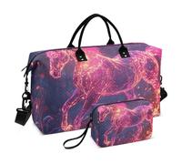 Rosa Fuoco Cavallo Viaggio Borsa A Mano Carry On Spalla Weekend Tote Gym Duffel Bag con Cinghia Regolabile per Viaggio Grande Capacità Bolsa para