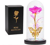 Rosa galassia per sempre illuminata, regalo per la mamma, rosa eterna artificiale con farfalla in cupola in acrilico, regalo per nonna, moglie, figlia, per festa della mamma, San Valentino, matrimonio