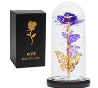 Rosa galassia per sempre illuminata, regalo per la mamma, rosa eterna artificiale con farfalla in cupola in acrilico, regalo per nonna, moglie, figlia, per festa della mamma, San Valentino, matrimonio