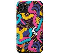 Rosa Giallo Blu Retro 80s 90s Fluid Line Art Pattern Custodia per iPhone 11 Pro Max