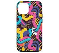 Rosa Giallo Blu Retro 80s 90s Fluid Line Art Pattern Custodia per iPhone 12/12 Pro