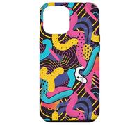 Rosa Giallo Blu Retro 80s 90s Fluid Line Art Pattern Custodia per iPhone 12 Pro Max