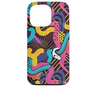 Rosa Giallo Blu Retro 80s 90s Fluid Line Art Pattern Custodia per iPhone 13 Pro