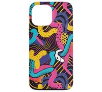 Rosa Giallo Blu Retro 80s 90s Fluid Line Art Pattern Custodia per iPhone 13 Pro Max