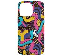 Rosa Giallo Blu Retro 80s 90s Fluid Line Art Pattern Custodia per iPhone 14 Pro Max