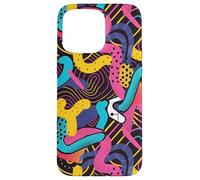 Rosa Giallo Blu Retro 80s 90s Fluid Line Art Pattern Custodia per iPhone 15 Pro Max