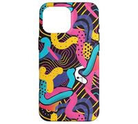 Rosa Giallo Blu Retro 80s 90s Fluid Line Art Pattern Custodia per iPhone 16 Pro Max