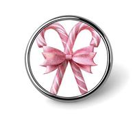 Rosa Glitter Candy Cane con Un Fiocco Spilla Rotonda per Uomo Donna Moda Distintivo Collare Pin Dress Giacca Zaino Accessori