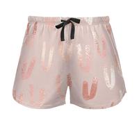 Rosa Gold Astract Metallic Pajama Bottoms for Women, Elastic Waist Drawstring Lounge Shorts Yoga,M