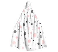Rosa Grigio Bianco Moderno Polka Dot Stampa Adulti Mantello Con Cappuccio Veste di Halloween Mantello Con Cappuccio Strega Mago Costumi Cosplay Per Uomo Donna