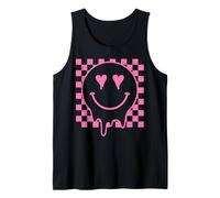 Rosa Grunge Felice Viso Cuore Occhi Gocciolanti Sorriso Faccia Retro Canotta