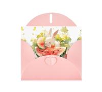 Rosa Holiday saluto check biglietto vuoto e perla bella nota vuota blocco VVXBHGR Bunny nel modello anguria