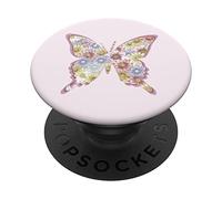 Rosa Hue Hippie Fiori Farfalla PopSockets PopGrip Intercambiabile