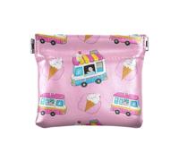 Rosa Ice Cream Truck Estate Delle Donne di Cuoio Della Borsa Della Moneta Portafoglio Fancy Mini Cambiamento Portafoglio Tasca Moneta per Gli Uomini Donne Viaggio monederos pequenos de mujer, Camion
