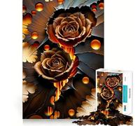 Rosa in metallo - Puzzle difficile per adulti, 1000 pezzi, gioco di logica e abilità, per tutta la famiglia, taglio preciso, oggetto da collezione (38x26cm)