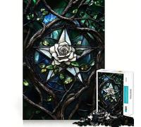 Rosa in vetro colorato ﹨u Stella Puzzle da 1000 pezzi per adolescenti Richiamo Miglioramento Rilassante Divertimento Taglio Chiaro Regalo stagionale 38x52cm