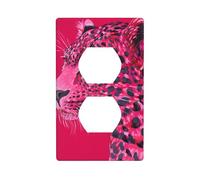 Rosa Leopard Head Trendy Outlet Cover Interruttore Luce Copertura Decorativo 1 Gang Piastra da Parete per Cucina Camera Bagno Dimensioni 7x11.4cm