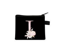 Rosa Lettera Fiore Stampa Borsa Carino Portatile Cerniera Chiave Sacchetto di Immagazzinaggio Piccola Tela Fresco Con Cerniera Bambini Moneta Borsa Frizione, I, Taglia unica