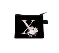 Rosa Lettera Fiore Stampa Borsa Carino Portatile Cerniera Chiave Sacchetto di Immagazzinaggio Piccola Tela Fresco Con Cerniera Bambini Moneta Borsa Frizione, x, Taglia unica