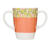 Rosa Lifestyle Tazza in melamina con due manici, leggera, 126 g, capacità 400 ml, aiuto per la mobilità quotidiana per anziani, demenza, tremori, artrite e presa debole (pesca)