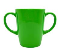 Rosa Lifestyle Tazza in melamina con due manici, leggera, 126 g, capacità 400 ml, aiuto per la mobilità quotidiana per anziani, demenza, tremori, artrite e presa debole (verde)