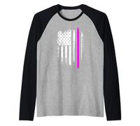 Rosa Line Contro Il Cancro Combattimento statment Anti Cancro al Seno solidar Maglia con Maniche Raglan