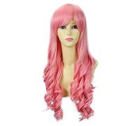 Rosa lungo riccio ondulato con frangia Cosplay Parrucca Vocaloid Megurine Luka Perona dopo 2 anni Cosplay parrucca (monouso)