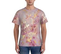 Rosa Marmo Texture Stampa Uomo Manica Corta T-shirt Allenamento Casual Escursioni Confortevole Abbigliamento quotidiano Sport, Nero , L