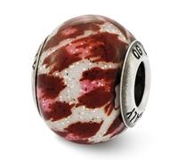 Rosa & Marrone W/Glitter Italiano Vetro Bead .925 Argento Sterling Reflection