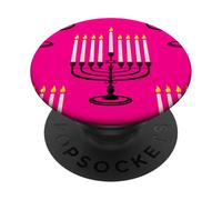 Rosa Menorah Hanukkah Stampa Ebraica Purim PopSockets PopGrip Adesivo