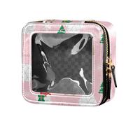 Rosa Merry Christmas Bear and Rabbit Clear Travel Makeup Bag Organizer per Viaggi