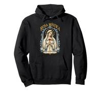 Rosa Mistica Vergine Maria Tre Rose Cattolica Devozione Felpa con Cappuccio