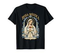 Rosa Mistica Vergine Maria Tre Rose Cattolica Devozione Maglietta