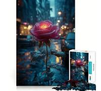 Rosa nella città sotto la pioggia Puzzle da 1000 pezzi per adolescenti Stimola la memoria Evasione rilassante Assemblaggio con motivo Sorpresa calda (38x26cm)