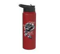 Rosa Nera Fiore Giardino Botanico Fiore Rosa N Stainless Steel Insulated Water Bottle